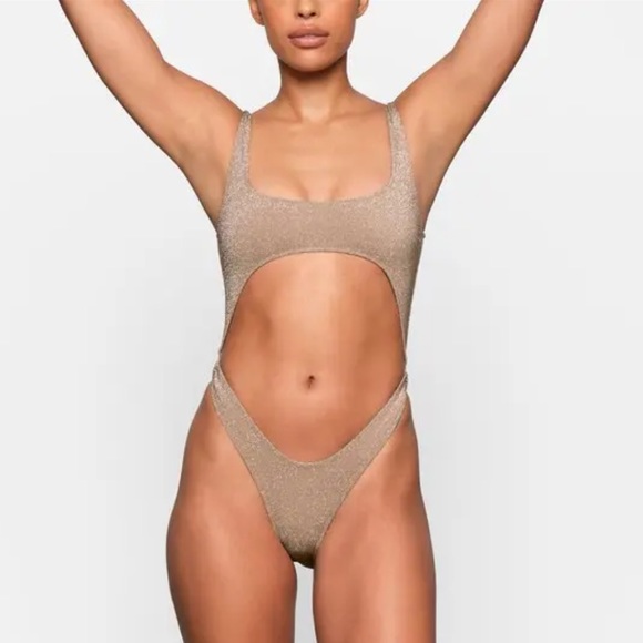 SKIMS Other - Shimmer Cutout One-Piece Swimsuit - Champagne